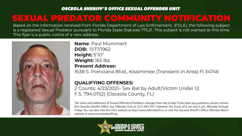 Paul Mummer - Sex Offender Notification
