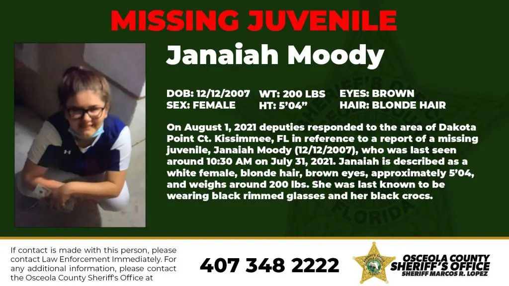 Missing Juvenile Janaiah Moody