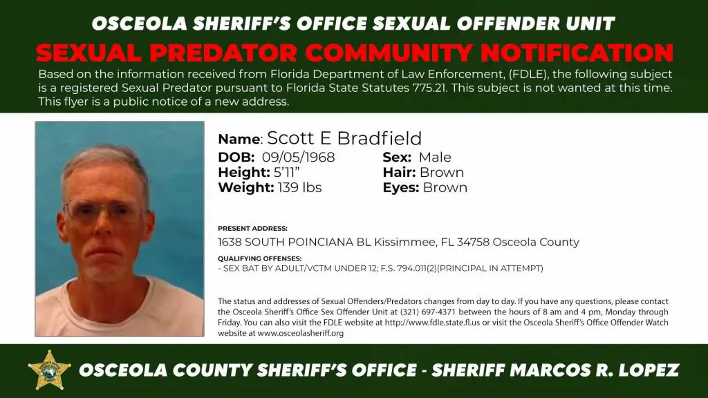 Scott E Bradfield - Sexual Predator Notification