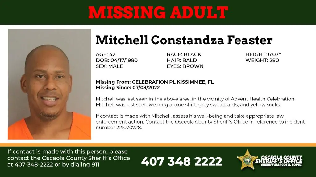 MISSING ADULT - Mitchell Constandza Feaster