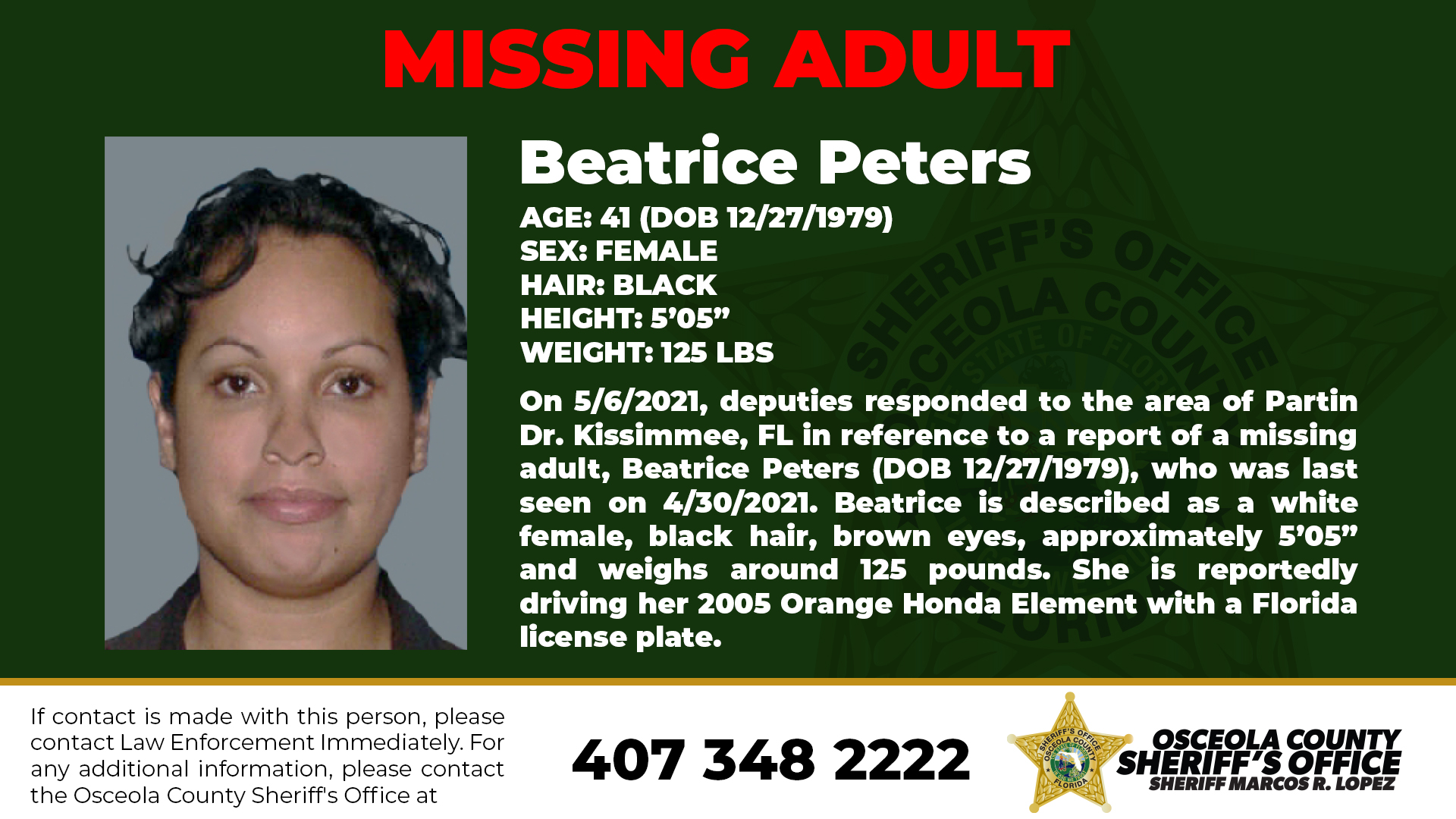 Beatrice Peters Missing Adult